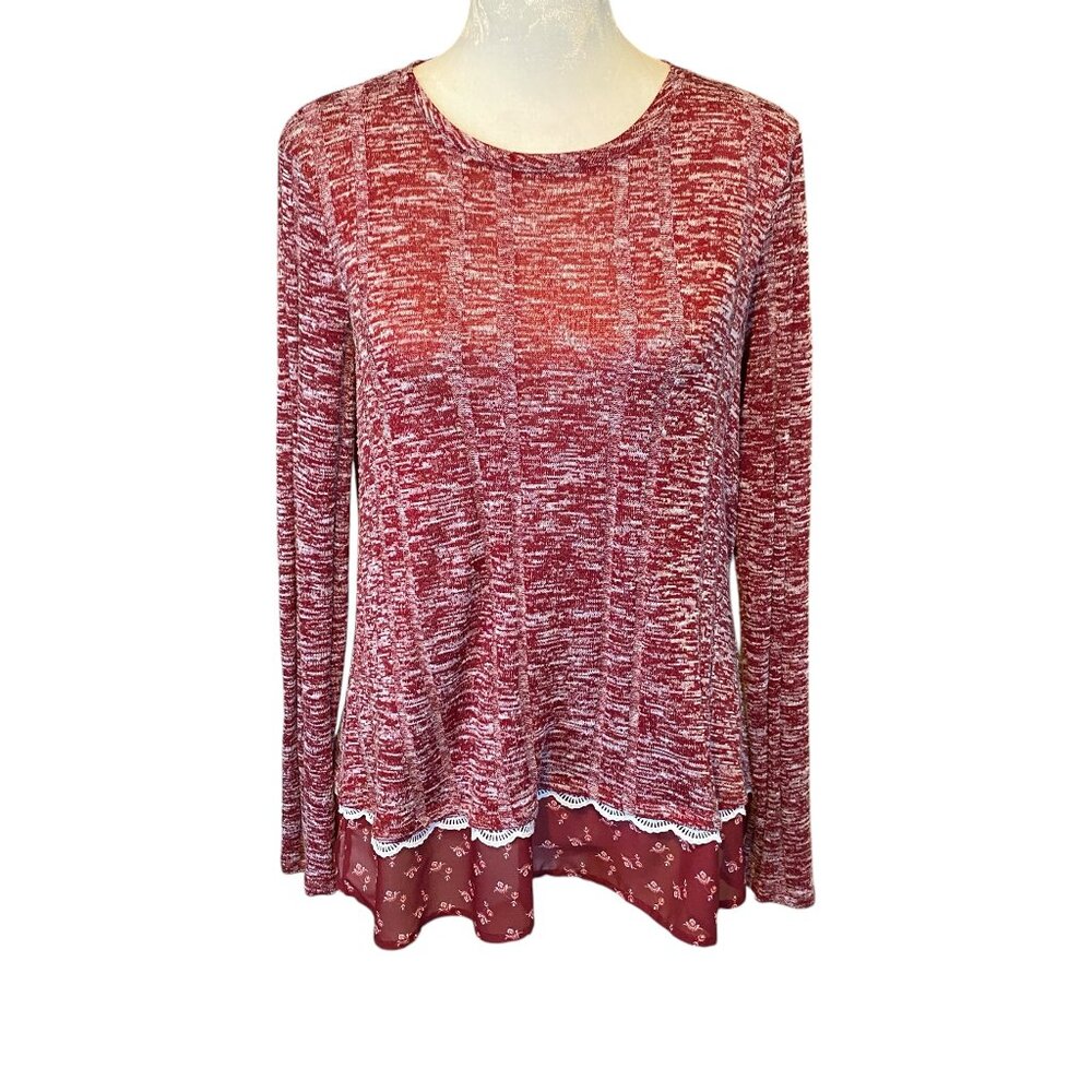 Rebecca Malone women's size medium long sleeve stretchy top wine berry